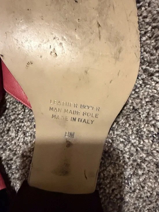 Franco Barbieri Red Leather Slide Mules with Block Heel - Picture 4 of 4